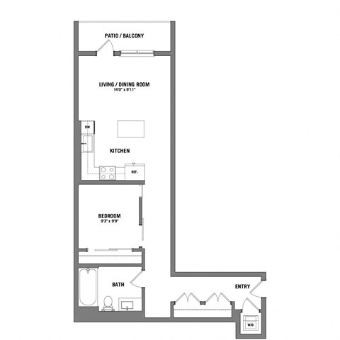 a floor plan of a house with a bedroom and a living room